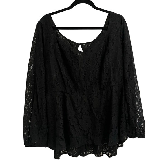 Torrid Black Lace Peplum Top, Sweetheart Neck 4X NWT - Picture 6 of 6